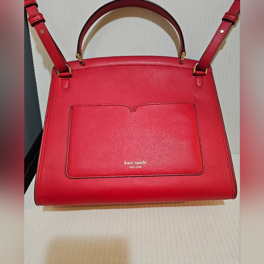 Kate Spade Red Leather Handbag Crossbody Adjustable Straps Top Handle HEART